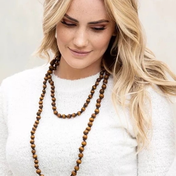 Plunder Larissa Extra Long Wood Bead Newcklace - NEW - Picture 1 of 7